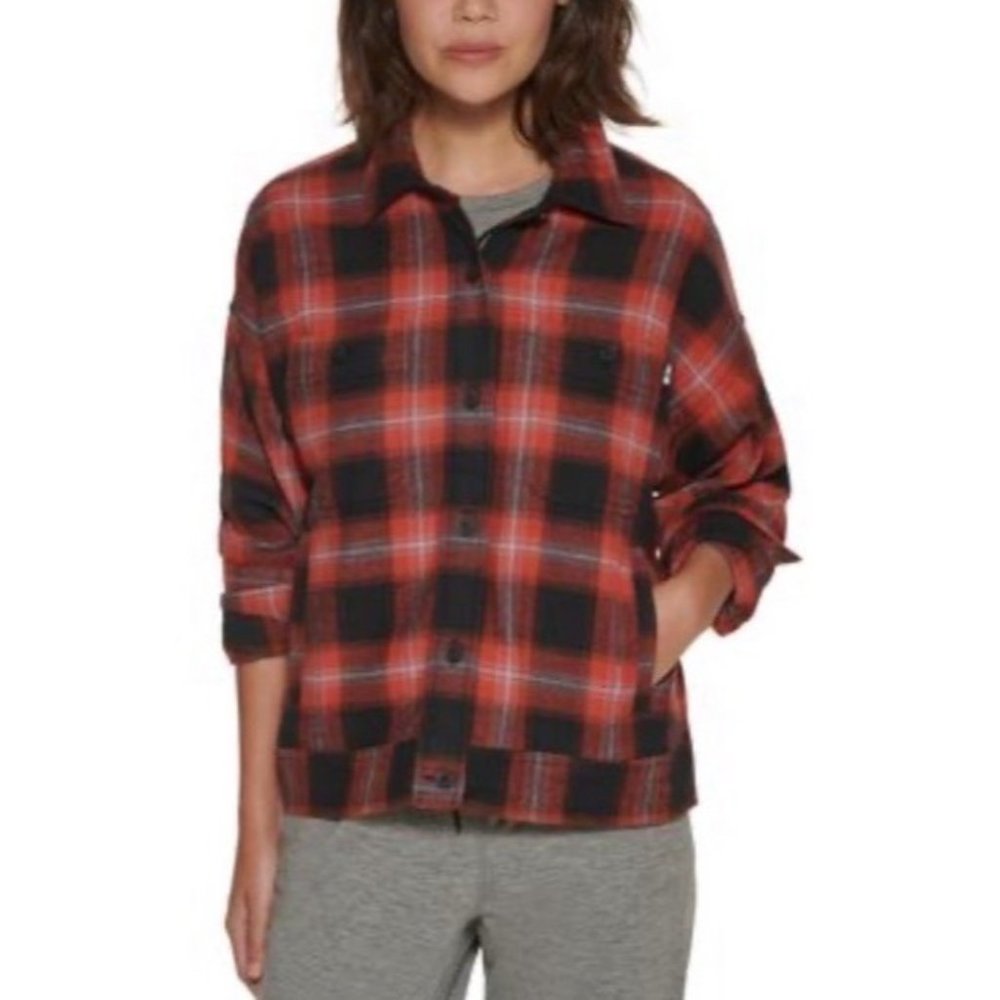 BASS OUTDOOR Women's Encore Plaid Cropped Field Jacket Size Large New